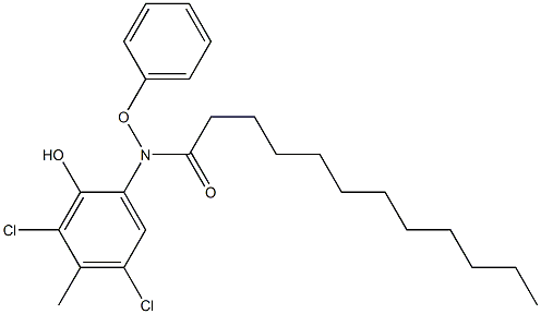 2-(2-Decylphenoxyacetylamino)-4,6-dichloro-5-methylphenol Struktur