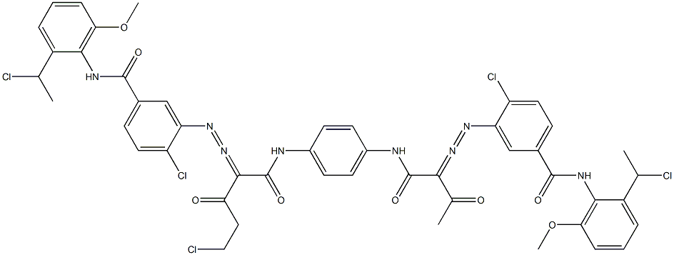 3,3'-[2-(Chloromethyl)-1,4-phenylenebis[iminocarbonyl(acetylmethylene)azo]]bis[N-[2-(1-chloroethyl)-6-methoxyphenyl]-4-chlorobenzamide] Struktur