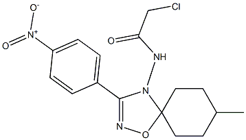 2-Chloro-N-[3-(4-nitrophenyl)-5,5-(3-methylpentamethylene)-1,2,4-oxadiazol-4(5H)-yl]acetamide Struktur