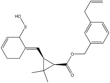 (1R,3S)-2,2-Dimethyl-3-[[(3E)-2,3,4,5-tetrahydro-2-oxothiophen]-3-ylidenemethyl]cyclopropane-1-carboxylic acid-3-(2-propenyl)benzyl ester Struktur