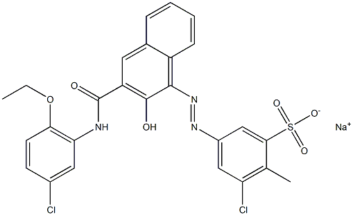 3-Chloro-2-methyl-5-[[3-[[(3-chloro-6-ethoxyphenyl)amino]carbonyl]-2-hydroxy-1-naphtyl]azo]benzenesulfonic acid sodium salt Struktur