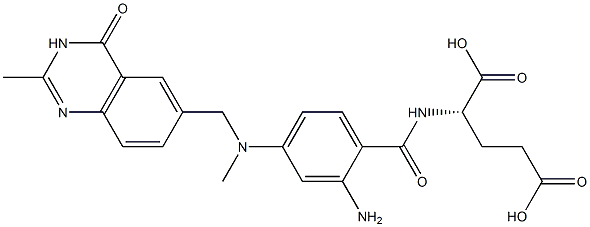 (2S)-2-[2-Amino-4-[N-[(3,4-dihydro-2-methyl-4-oxoquinazolin)-6-ylmethyl]-N-methylamino]benzoylamino]glutaric acid Struktur