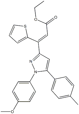 (Z)-3-(2-Thienyl)-3-[[1-(4-methoxyphenyl)-5-(4-methylphenyl)-1H-pyrazol]-3-yl]propenoic acid ethyl ester Struktur