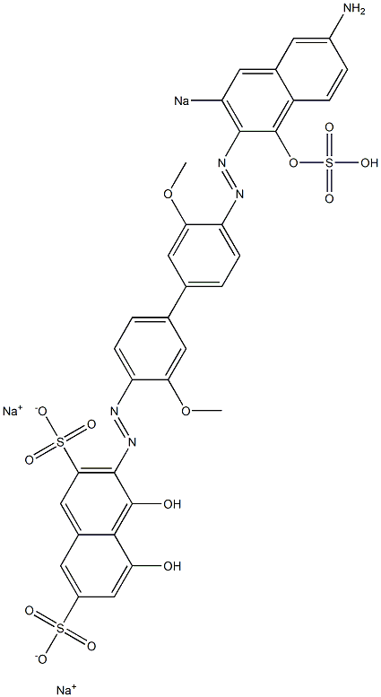 4,5-Dihydroxy-3-[[4'-[(6-amino-1-hydroxy-3-sodiosulfo-2-naphthalenyl)azo]-3,3'-dimethoxy-1,1'-biphenyl-4-yl]azo]naphthalene-2,7-disulfonic acid disodium salt Struktur