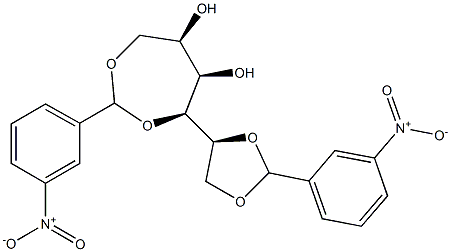 1-O,2-O:3-O,6-O-Bis(3-nitrobenzylidene)-D-glucitol Struktur