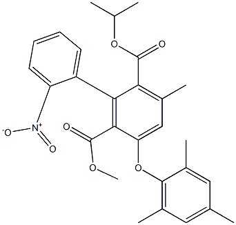 3-Methyl-5-mesityloxy-6-methoxycarbonyl-2'-nitro-1,1'-biphenyl-2-carboxylic acid isopropyl ester Struktur