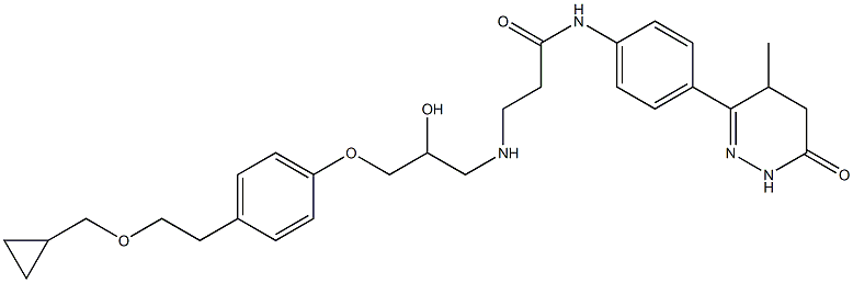 3-[[3-[4-[2-(Cyclopropylmethoxy)ethyl]phenoxy]-2-hydroxypropyl]amino]-N-[4-[(1,4,5,6-tetrahydro-4-methyl-6-oxopyridazin)-3-yl]phenyl]propanamide Struktur