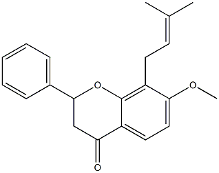 2,3-Dihydro-8-(3-methyl-2-butenyl)-7-methoxy-2-phenyl-4H-1-benzopyran-4-one Struktur