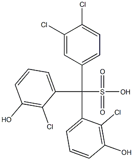 (3,4-Dichlorophenyl)bis(2-chloro-3-hydroxyphenyl)methanesulfonic acid Struktur