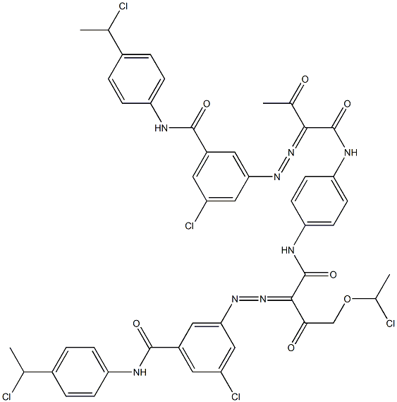 3,3'-[2-[(1-Chloroethyl)oxy]-1,4-phenylenebis[iminocarbonyl(acetylmethylene)azo]]bis[N-[4-(1-chloroethyl)phenyl]-5-chlorobenzamide] Struktur