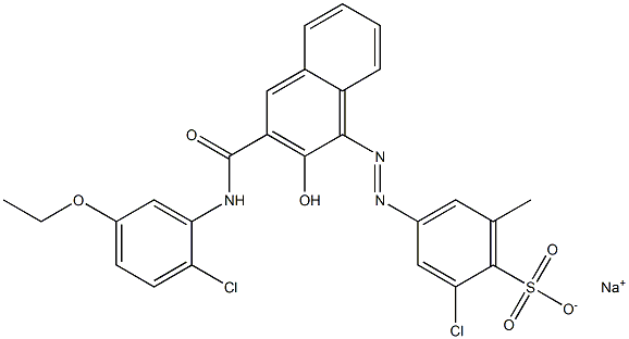 2-Chloro-6-methyl-4-[[3-[[(2-chloro-5-ethoxyphenyl)amino]carbonyl]-2-hydroxy-1-naphtyl]azo]benzenesulfonic acid sodium salt Struktur