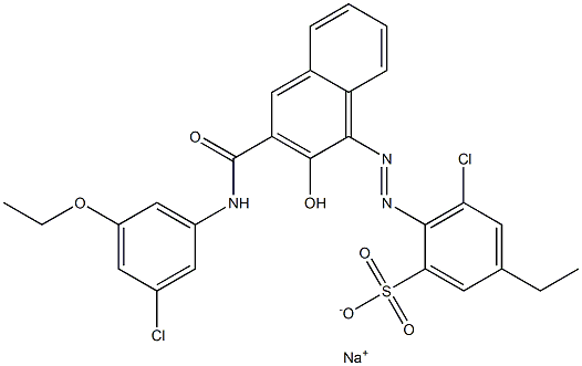 3-Chloro-5-ethyl-2-[[3-[[(3-chloro-5-ethoxyphenyl)amino]carbonyl]-2-hydroxy-1-naphtyl]azo]benzenesulfonic acid sodium salt Struktur