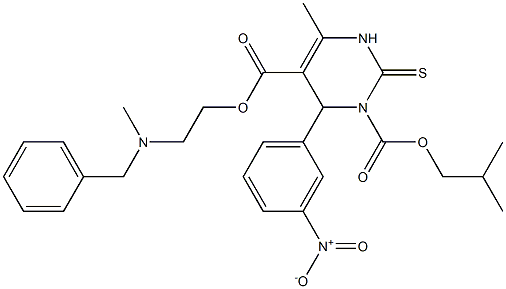 1,2,3,4-Tetrahydro-4-(3-nitrophenyl)-6-methyl-2-thioxopyrimidine-3,5-dicarboxylic acid 3-(2-methylpropyl)5-[2-[benzyl(methyl)amino]ethyl] ester Struktur