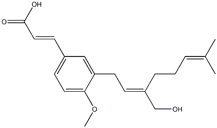 3-[(2E)-3-(Hydroxymethyl)-7-methyl-2,6-octadien-1-yl]-4-methoxy-trans-cinnamic acid Struktur