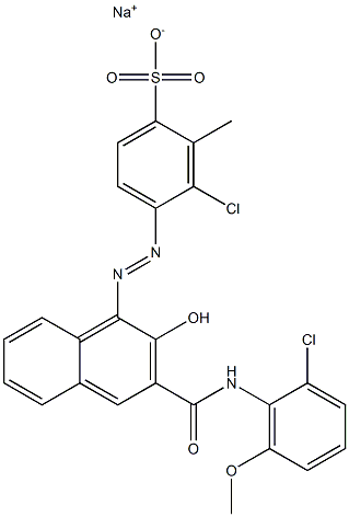 3-Chloro-2-methyl-4-[[3-[[(2-chloro-6-methoxyphenyl)amino]carbonyl]-2-hydroxy-1-naphtyl]azo]benzenesulfonic acid sodium salt Struktur