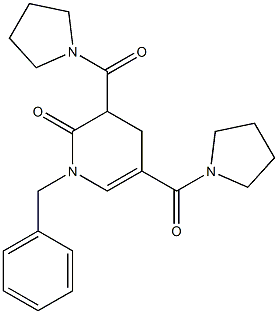 3,4-Dihydro-1-benzyl-3,5-bis[(pyrrolidin-1-yl)carbonyl]pyridin-2(1H)-one Struktur