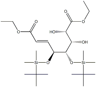 (2E,4S,5S,6S,7S)-6,7-Dihydroxy-4,5-bis(tert-butyldimethylsilyloxy)-2-octenedioic acid diethyl ester Struktur