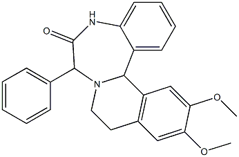 5,9,10,14b-Tetrahydro-12,13-dimethoxy-7-phenylisoquino[2,1-d][1,4]benzodiazepin-6(7H)-one Struktur