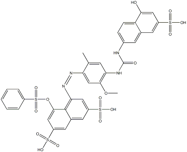 4-[[4-[[[(5-Hydroxy-7-sulfo-2-naphthalenyl)amino]carbonyl]amino]-5-methoxy-2-methylphenyl]azo]-5-[(phenylsulfonyl)oxy]-2,7-naphthalenedisulfonic acid Struktur