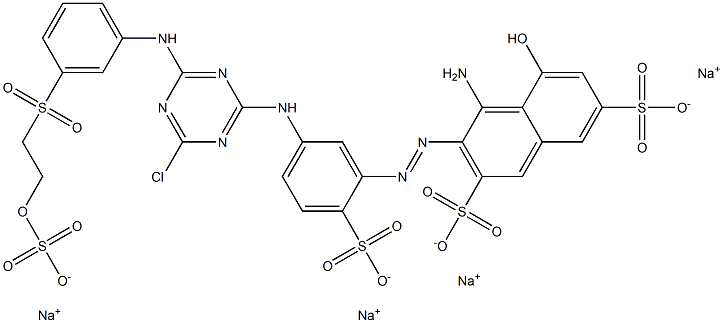 4-Amino-3-[5-[4-chloro-6-[3-[2-(sulfooxy)ethylsulfonyl]anilino]-1,3,5-triazin-2-ylamino]-2-sulfophenylazo]-5-hydroxy-2,7-naphthalenedisulfonic acid tetrasodium salt Struktur