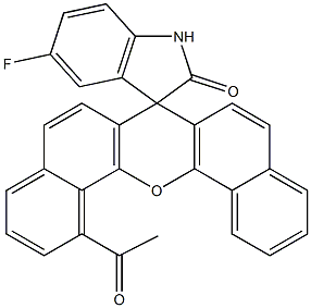 5'-Fluoro-1-acetylspiro[7H-dibenzo[c,h]xanthene-7,3'-[3H]indol]-2'(1'H)-one Struktur