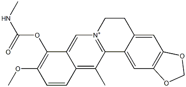 5,6-Dihydro-10-methoxy-9-(methylcarbamoyloxy)-13-methylbenzo[g]-1,3-benzodioxolo[5,6-a]quinolizinium Struktur