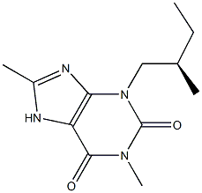 3,7-Dihydro-1,8-dimethyl-3-[(R)-2-methylbutyl]-1H-purine-2,6-dione Struktur