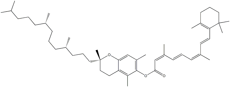 Retinoic acid [(S)-3,4-dihydro-2,5,7-trimethyl-2-[(4S,8S)-4,8,12-trimethyltridecyl]-2H-1-benzopyran]-6-yl ester Struktur