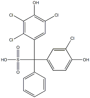 (3-Chloro-4-hydroxyphenyl)(2,3,5-trichloro-4-hydroxyphenyl)phenylmethanesulfonic acid Struktur