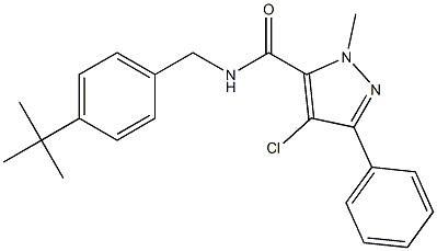 N-(4-tert-Butylbenzyl)-1-methyl-3-phenyl-4-chloro-1H-pyrazole-5-carboxamide Struktur