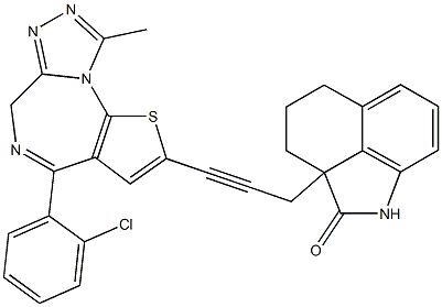 4-(2-Chlorophenyl)-9-methyl-2-[3-[(1,2,2a,3,4,5-hexahydro-2-oxobenz[cd]indol)-2a-yl]-1-propynyl]-6H-thieno[3,2-f][1,2,4]triazolo[4,3-a][1,4]diazepine Struktur