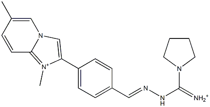 1,6-Dimethyl-2-[4-[2-[iminio(1-pyrrolidinyl)methyl]hydrazonomethyl]phenyl]imidazo[1,2-a]pyridin-1-ium Struktur