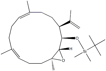 (1R,2S,3S,6E,10E,14S)-1-(tert-Butyldimethylsilyloxy)-2,3-epoxy-14-(1-methylethenyl)-3,7,11-trimethylcyclotetradeca-6,10-diene Struktur