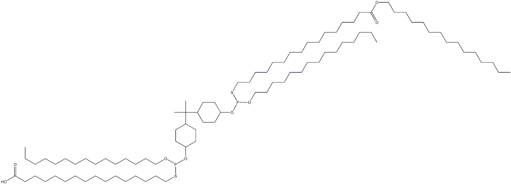 16,16'-[[Isopropylidenebis(4,1-cyclohexanediyloxy)]bis[(pentadecyloxy)phosphinediylthio]]bis(hexadecanoic acid pentadecyl) ester Struktur