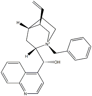 (1S,2S,4S,8R)-1-Benzyl-2-[(R)-hydroxy(4-quinolyl)methyl]-8-vinyl-1-azoniabicyclo[2.2.2]octane Struktur