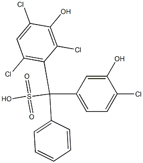 (4-Chloro-3-hydroxyphenyl)(2,4,6-trichloro-3-hydroxyphenyl)phenylmethanesulfonic acid Struktur