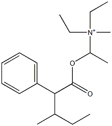 N-Methyl-N,N-diethyl-N-[1-(1-phenyl-2-methylbutylcarbonyloxy)ethyl]aminium Struktur