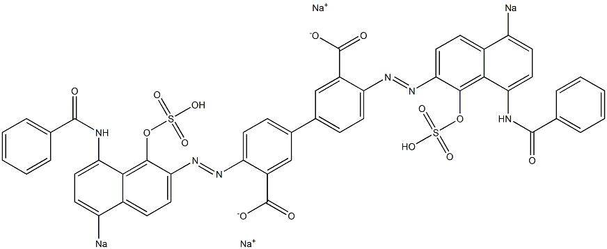 4,4'-Bis[(1-hydroxy-8-benzoylamino-5-sodiosulfo-2-naphthalenyl)azo]-1,1'-biphenyl-3,3'-dicarboxylic acid disodium salt Struktur