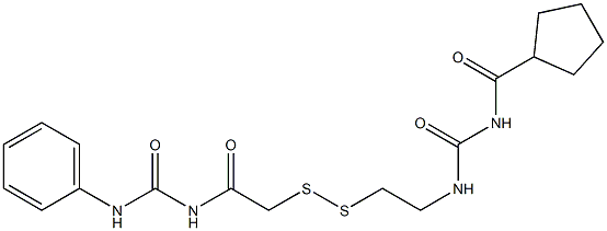 1-(Cyclopentylcarbonyl)-3-[2-[[(3-phenylureido)carbonylmethyl]dithio]ethyl]urea Struktur