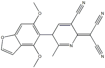 4,6-Dimethoxy-5-[[2-methyl-5-cyano-3,6-dihydro-6-(dicyanomethylene)pyridin]-3-yl]benzofuran Struktur