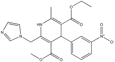 6-(1H-Imidazol-1-ylmethyl)-4-(3-nitrophenyl)-2-methyl-1,4-dihydropyridine-3,5-dicarboxylic acid 3-ethyl 5-methyl ester Struktur