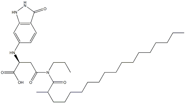 (2S)-3-[2-Methyl-1-oxopropyl(octadecyl)aminocarbonyl]-2-[(2,3-dihydro-3-oxo-1H-indazol)-6-ylamino]propionic acid Struktur