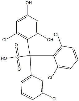 (3-Chlorophenyl)(2,6-dichlorophenyl)(6-chloro-2,4-dihydroxyphenyl)methanesulfonic acid Struktur