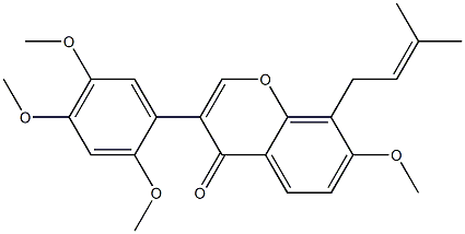 7-Methoxy-8-(3-methyl-2-butenyl)-3-(2,4,5-trimethoxyphenyl)-4H-1-benzopyran-4-one Struktur