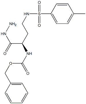 [R,(+)]-2-(Benzyloxycarbonylamino)-4-(p-tolylsulfonylamino)butyric acid hydrazide Struktur