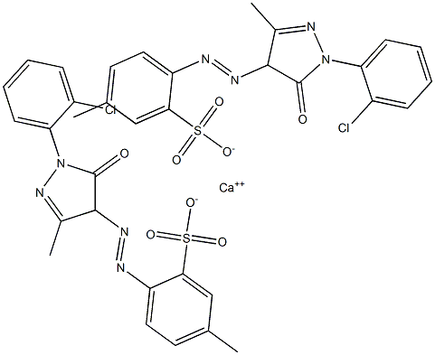 Bis[2-[[1-(2-chlorophenyl)-4,5-dihydro-3-methyl-5-oxo-1H-pyrazol]-4-ylazo]-5-methylbenzenesulfonic acid]calcium salt Struktur