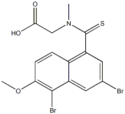 [N-[(3,5-Dibromo-6-methoxy-1-naphthalenyl)thiocarbonyl]-N-methylamino]acetic acid Struktur