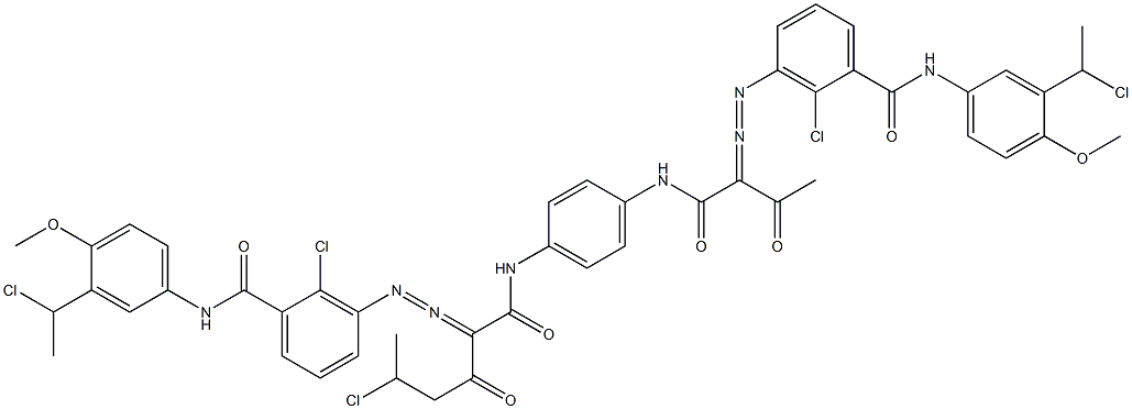 3,3'-[2-(1-Chloroethyl)-1,4-phenylenebis[iminocarbonyl(acetylmethylene)azo]]bis[N-[3-(1-chloroethyl)-4-methoxyphenyl]-2-chlorobenzamide] Struktur