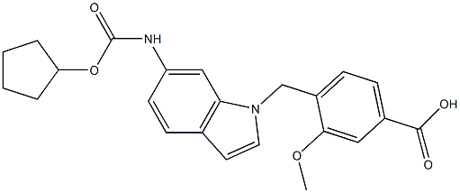 4-[6-(Cyclopentyloxycarbonylamino)-1H-indol-1-ylmethyl]-3-methoxybenzoic acid Struktur