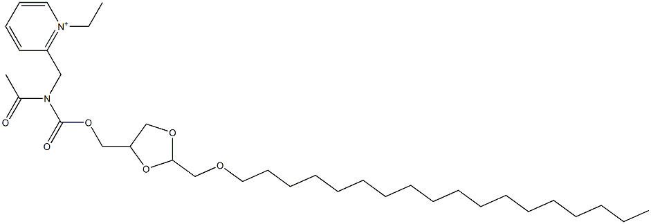 2-[N-Acetyl-N-[(2-octadecyloxymethyl-1,3-dioxolan-4-yl)methoxycarbonyl]aminomethyl]-1-ethylpyridinium Struktur